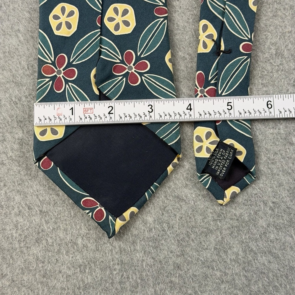 Vintage Lands' End 100% Silk Floral Geometric Necktie USA Hand Sewn Tie 62x3.6" - Picture 5 of 7